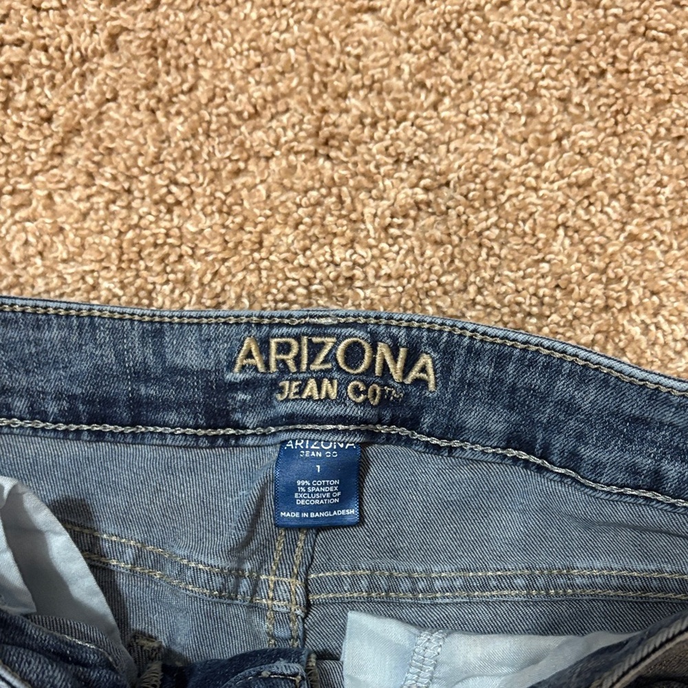 Arizona Jean Company Women's Ripped Blue Jean Shorts - Picture 2 of 3